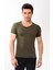 V Yaka Basic Slim Fit Erkek Tişört T-Shirt Haki 2