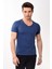 V Yaka Basic Slim Fit Erkek Tişört T-Shirt Lacivert 1
