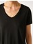 2YAK13046EK Yuvarlak Yaka Kısa Kollu Normal Kalıp Siyah Kadın T-Shirt 5