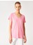 2YAK13046EK Yuvarlak Yaka Kısa Kollu Normal Kalıp Pembe Kadın T-Shirt 3