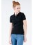 Siyah Klasik Düğmeli Kadın Polo Yaka T-Shirt 2