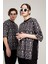 Desenli Oversize Siyah Kadın T-Shirt 1