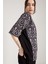 Desenli Oversize Siyah Kadın T-Shirt 5