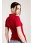 Kırmızı Klasik Kadın Polo Yaka T-Shirt 3