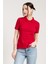 Kırmızı Klasik Kadın Polo Yaka T-Shirt 4