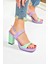 Fox Shoes Lila/yeşil Kalın Platform Topuklu Kadın Ayakkabı M282062309