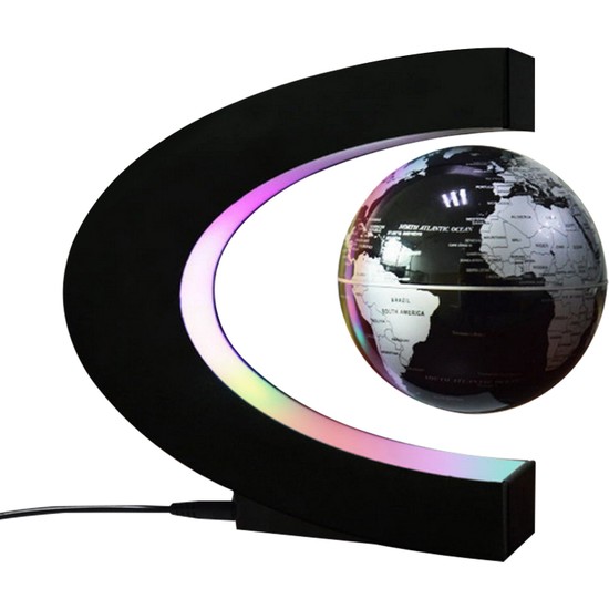Fairy 4 C Şekli LED Işıklı Dünya Küre - Siyah (Yurt Dışından)