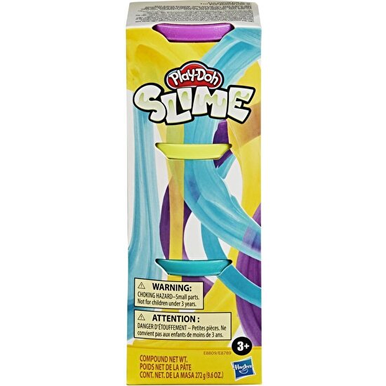 Play-Doh Slime 3'lü Hamur - Sarı, Metalik Mor ve Metalik Açık Mav