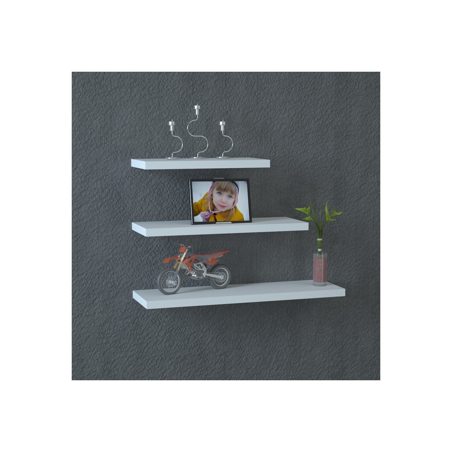 Aksoy Mobilya Aksoy Dekoratif Üçlü Duvar Rafı Beyaz Fiyatı