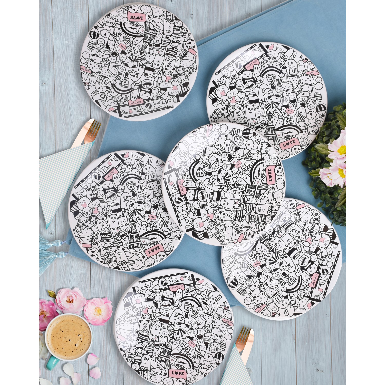 Keramika 6 Parça 20 Cm Ege Pasta Tabağı Doodles Fiyatı