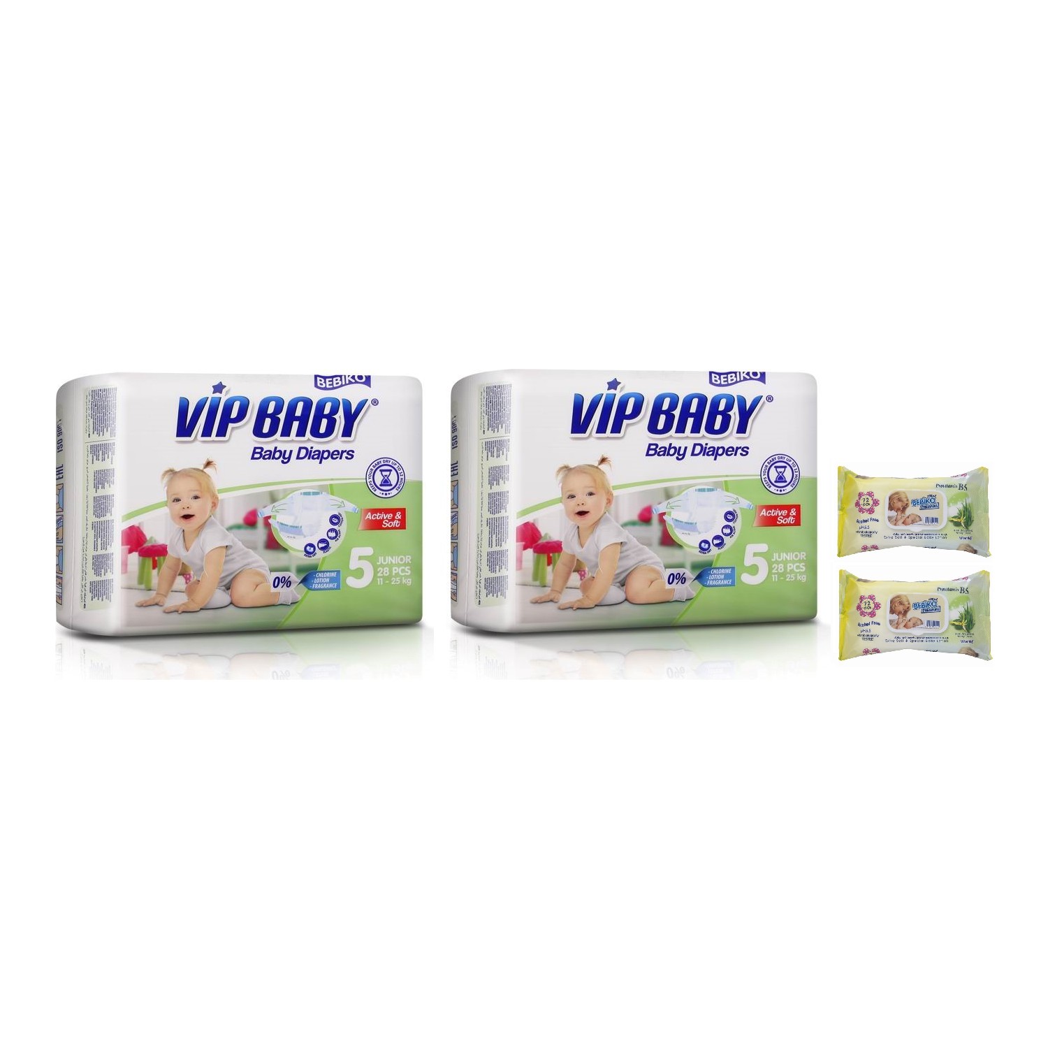 Vip Baby Active &amp; Soft 5 Numara Junior 56 Adet Bebek Bezi