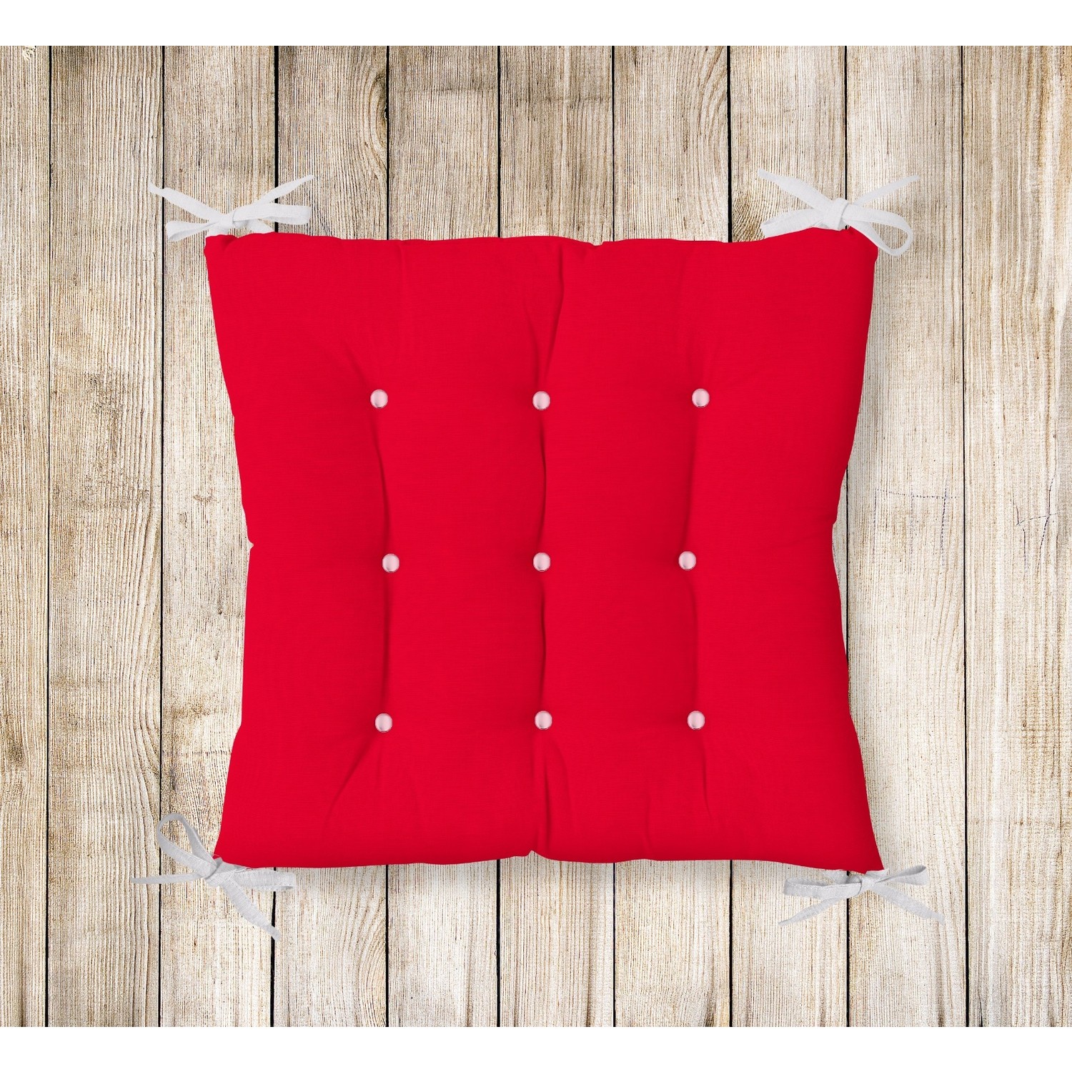 RealHomes Kırmızı Renkli Pofidik Kare Sandalye Minderi Fiyatı