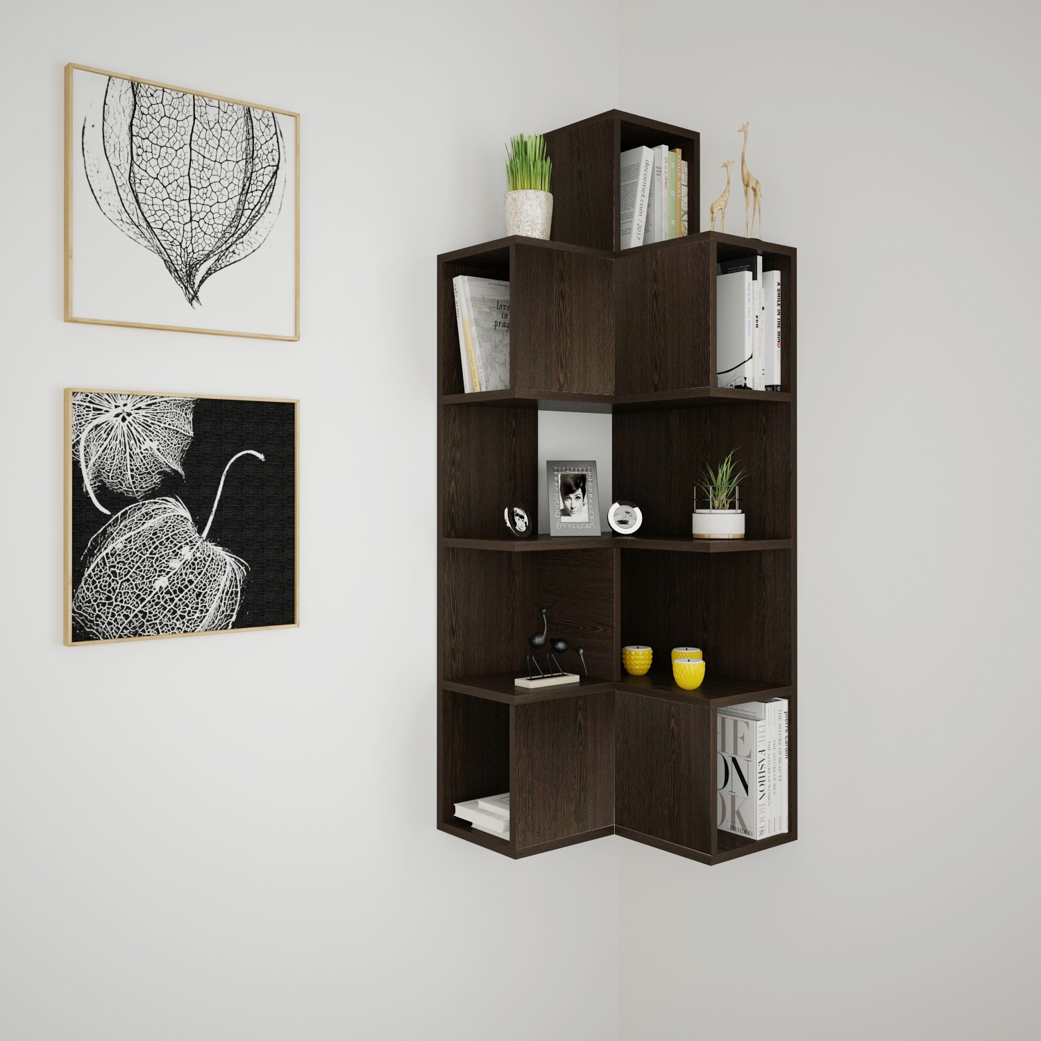 Decormet Leylak 3 Köşe Duvar Rafı Wenge Fiyatı Taksit Seçenekleri