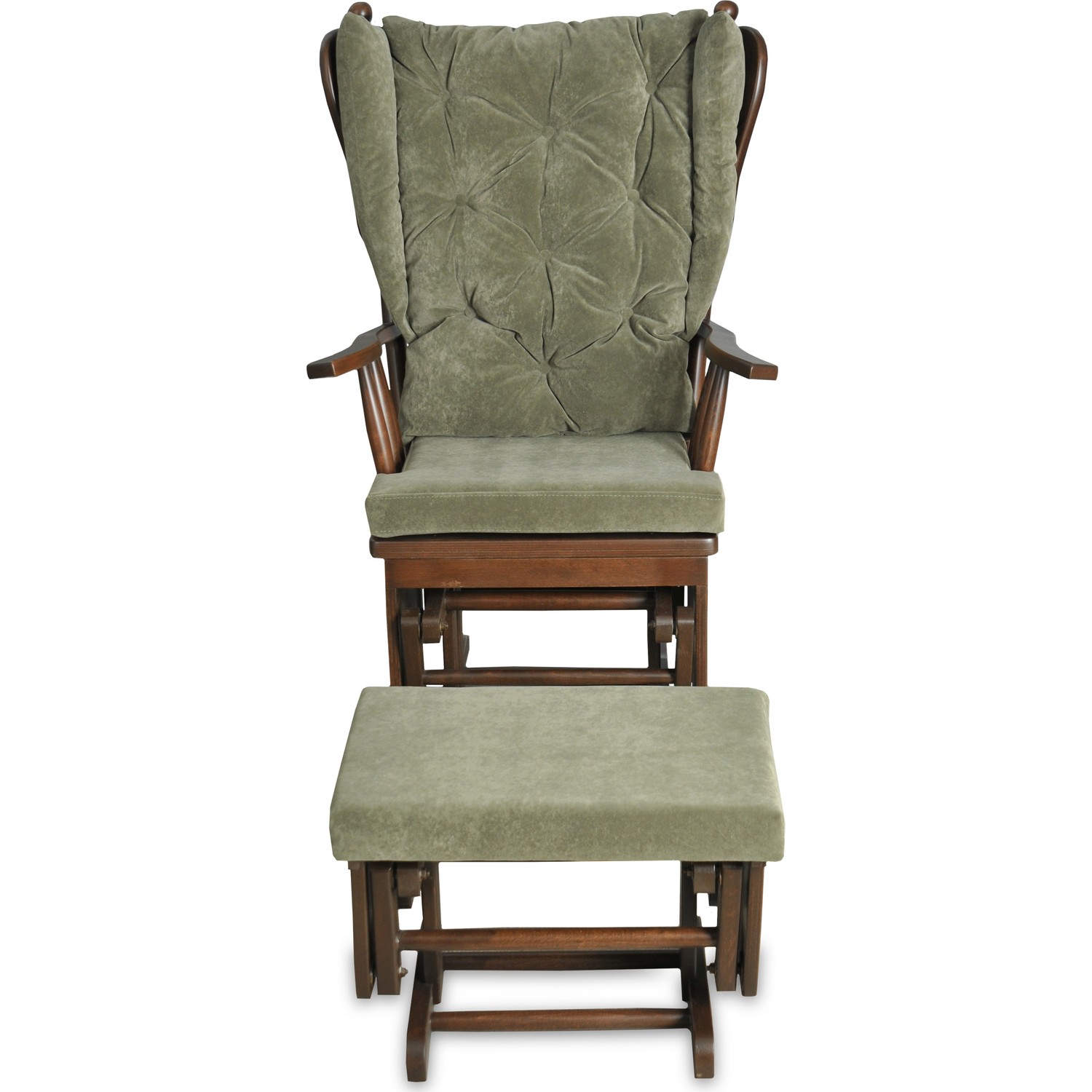 Asedia Puflu Sallanan Sandalye Koyu Ceviz Yeşil Fiyatı