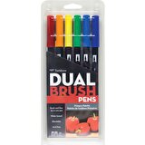 Tombow Brush Pen Dual Ab-T Set Primary 6Cpr