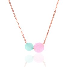 Azuris 925 Ayar Gümüş Aquamarine-Pink Kuvars Taşlı Kolye Rchalk1065