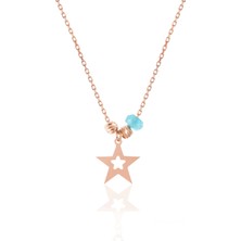 Azuris 925 Ayar Gümüş Aquamarin-Gümüş Toplu Yıldız Kolye Rchalk1280