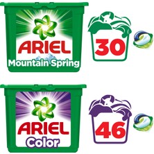 Ariel Pods Sıvı Çamaşır Deterjanı Kapsülü Fırsat Paketi Dağ Esintisi 30 Yıkama + Parlak Renkler 46 Yıkama