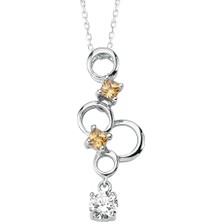 Altınsepeti Gümüş Turuncu Ve Beyaz Renkli Taşlı Kolye G643Kl