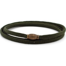 Solfera Paracord Üç Sıra Sarma Haki Yeşil Erkek Bileklik Bt413