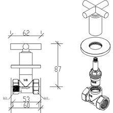 Tema Cross Ankastre Stop Valf 1/2-1/2 69220