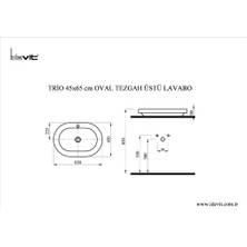 İdevit Trio Tezgah Üstü Oval Lavabo (45X65)