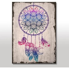 Cakasepetim Ahşap Tablo Renkli Dream Catcher Görseli 25x35 Cm