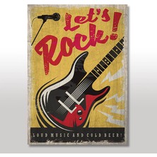 Cakasepetim Ahşap Tablo Yüksek Sesle Rock ve Bira Afiş Görseli 35x50 Cm