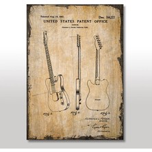 Cakasepetim Ahşap Tablo Fender Elektro Gitar  35x50 Cm