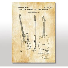 Cakasepetim Ahşap Tablo Fender Gitar Patenti 35x50 Cm
