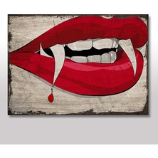 Tablomega Ahşap Tablo Vampir Kadın Dudakları 25x35 Cm