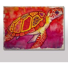 Cakasepetim Ahşap Tablo Renkli Deniz Kaplumbağası 25x35 Cm
