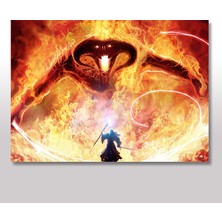 Cakasepetim Ahşap Tablo Balrog Ve Gandalf  Yüzüklerin Efendisi  25x35 Cm