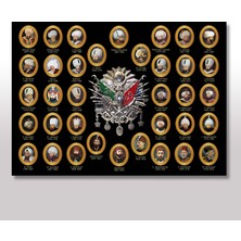 Cakasepetim Ahşap Tablo Osmanlı Padişahları 25x35 Cm