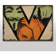 Cakasepetim Ahşap Tablo V for vendetta Art Afiş 25x35 Cm