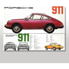 Cakasepetim Ahşap Tablo Porsche 911 Retro Afiş 25x35 Cm