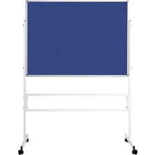 Penguen 120 Cm  X 140 Cm  Mobil Ayaklı Çift Yüzlü Mavi Kumaşlı Pano