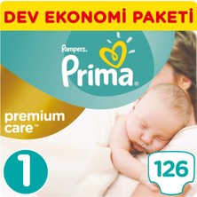 Prima Bebek Bezi Premium Care 1 Beden Yenidoğan Dev Ekonomi Paketi 126 Adet