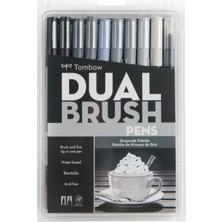 Tombow Brush Pen Keçeli Kalem Dual Ab-T Set Grayscale 10 Parça Su Bazlı ve Kokusuz Fırça Kalem