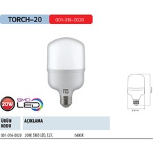 Horoz Torch-20 20 Watt 1500 Lumen 6400 Kelvın Beyaz Işık E-27 Silindir Tip Led Ampul 20W