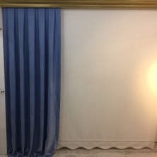 Taç Pileli Fon Perde - Mavi cm