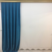 Taç Pileli Fon Perde - Turkuaz