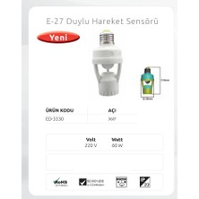 Ed-Son Ed-Son 360 Derece Hareket Sensörlü Duy Pratik E-27 Duy Ed-3330