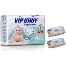 Vip Baby Active&Soft 4 Numara Maxi 32 Adet Bebek Bezi + Islak Mendil