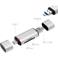 Frisby FCR-5410S USB 3.0 SD/TF - Micro USB/Type-C OTG Taşınabilir Kart Okuyucu