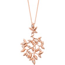 Harem Altın Salkım Yaprak Rose Gümüş Kolye - Gms90