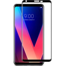 Microcase LG V30 3D Curved Full Ekran Tempered Glass Cam Koruma - Siyah