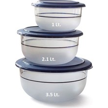 Tupperware Kristalin 3'Lü Set  Lacivert Kapak