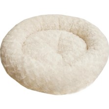 Pet Pretty Kedi Köpek Simit Yatak Gül Desenli  58*12 Cm Beyaz