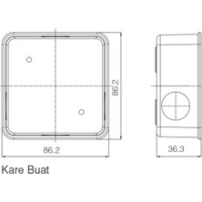 Makel Sıva Üstü Plastik Buat 90X90X40 Mm-Beyaz